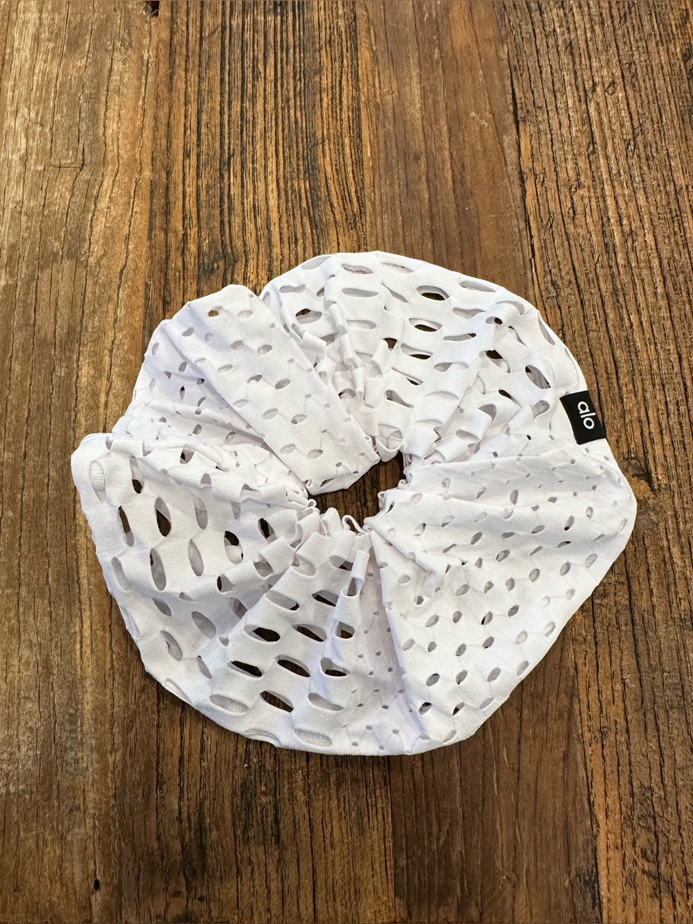 ALO Yoga White Eyelet Cutout Hair Scrunchie